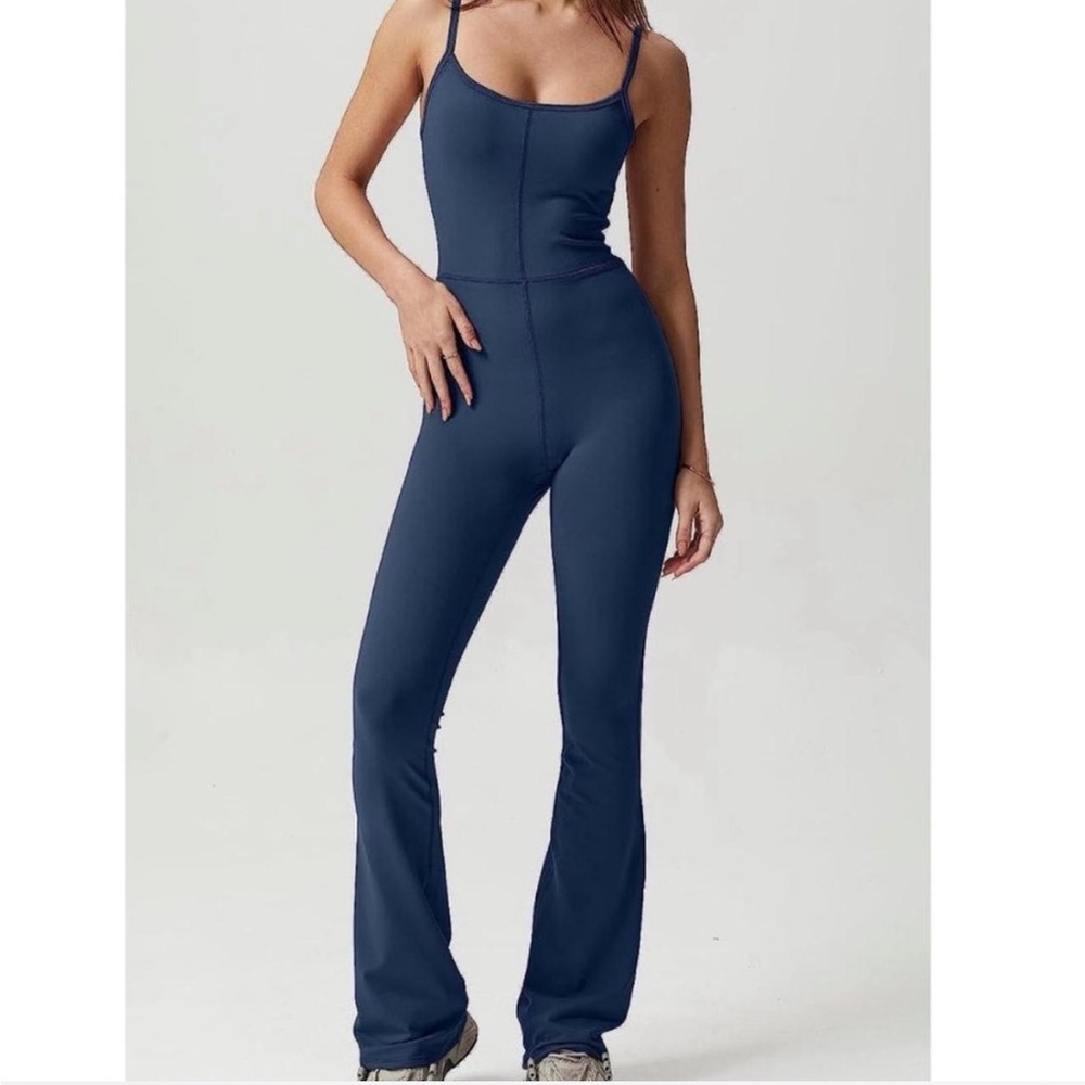 Navy Aritzia Flare Jumpsuit